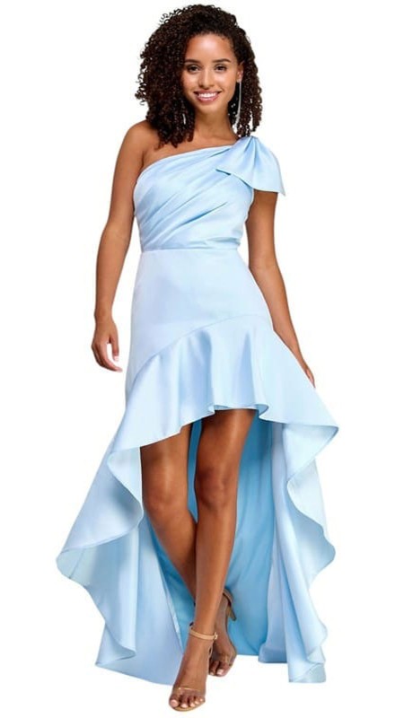 VESTIDO CELESTE BEBE ASIMETRICO
