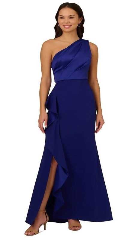 VESTIDO AZUL ELECTRICO ASIMETRICO