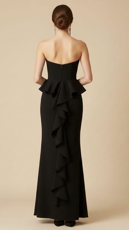 VESTIDO NEGRO SIRENA STRAPLE