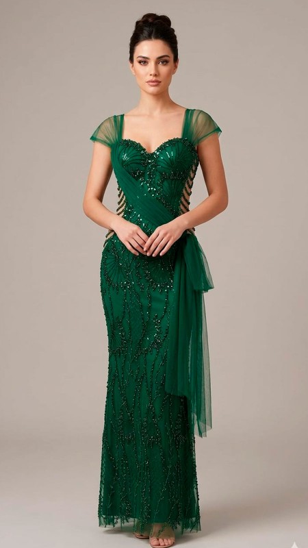 VESTIDO VERDE DE PASARELA