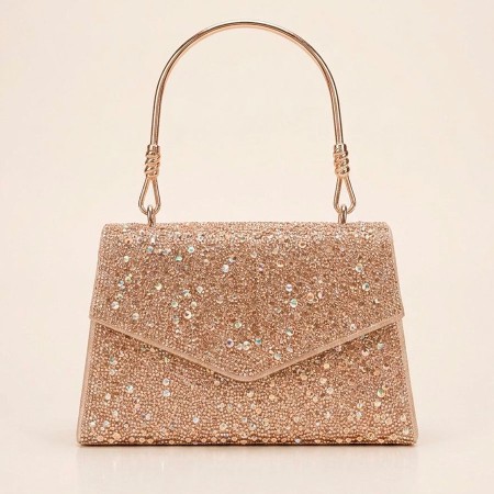 CARTERA ROSA CHAMPAGE CON BRILLO