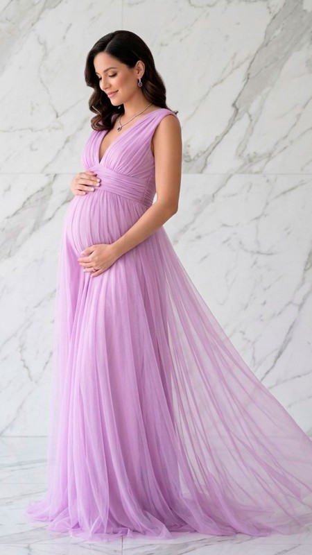 VESTIDO LAVANDA CON TULL