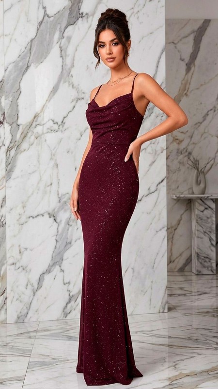 VESTIDO GUINDO CON BRILLOS