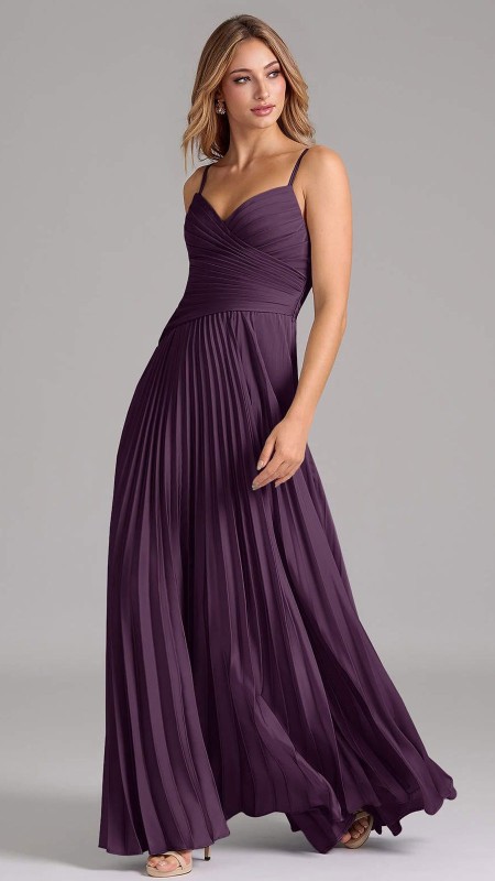 VESTIDO MORADO PLISADO