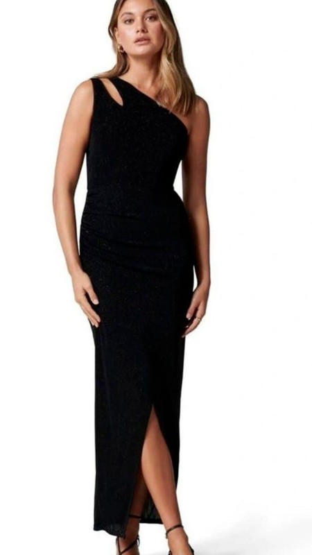VESTIDO ASIMETRICO LICRA CON BRILLO