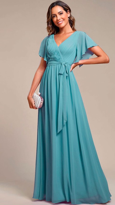 VESTIDO AZUL GRISASEO CON MANGAS