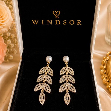 VENTA AROS DORADOS DE HOJAS CAIDAS Y PERLA