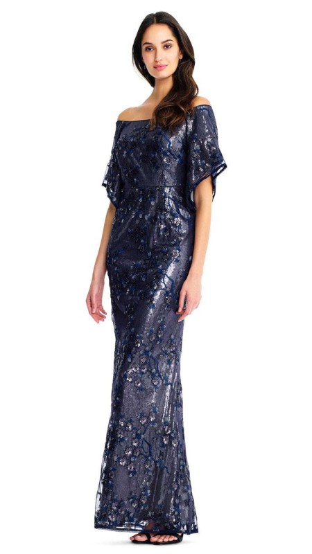VESTIDO NEGRO CON AZUL Y LENTEJUELAS