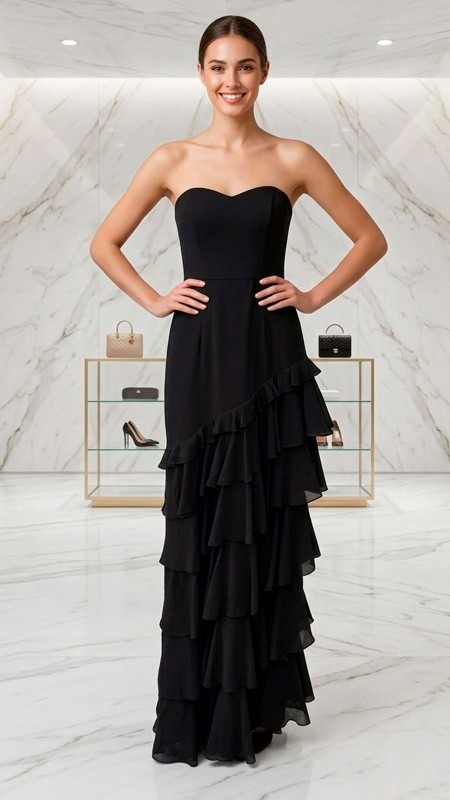VESTIDO NEGRO CON VOLADITOS