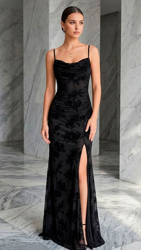 VESTIDO NEGRO CON ENCAJE