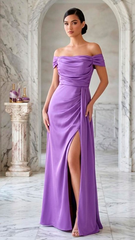 VESTIDO LILA SATINADO LICRA