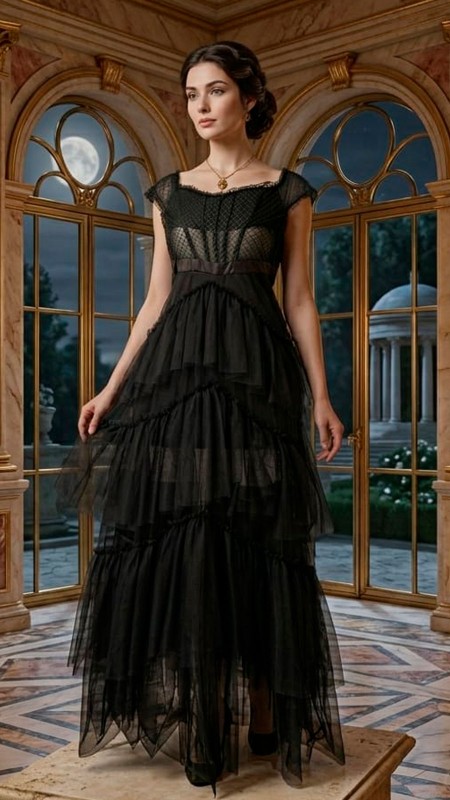 VESTIDO NEGRO CON VOLADOS