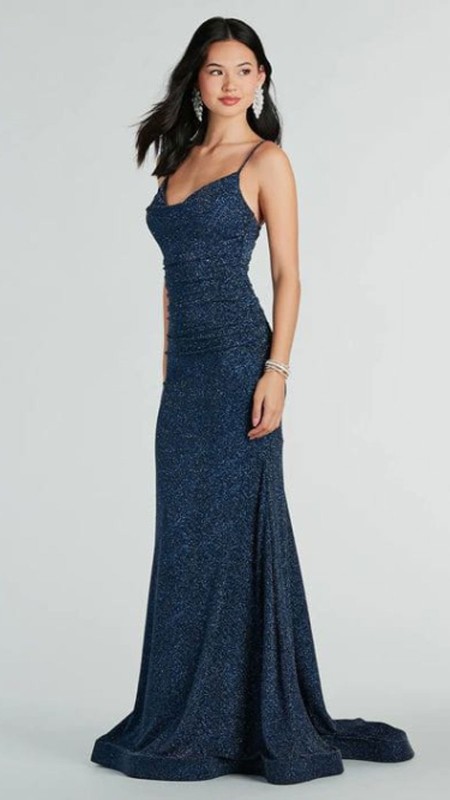 VESTIDO AZUL MARINO CON BRILLITOS