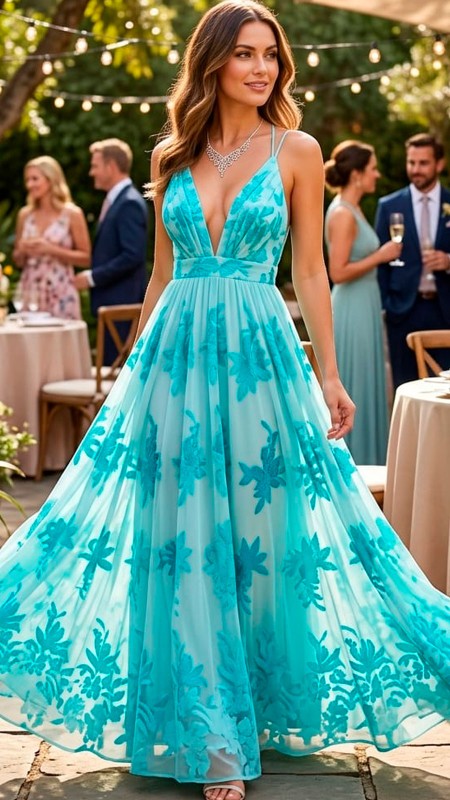 VESTIDO CELESTE FLOREADO