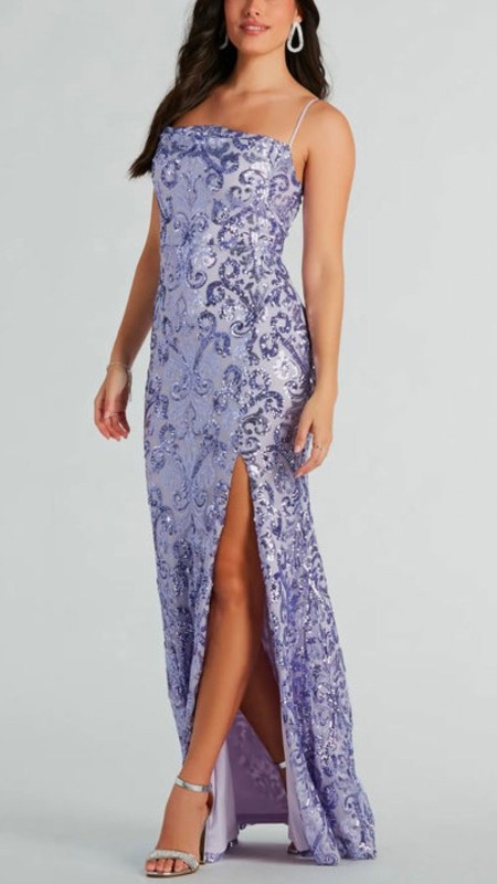 VESTIDO LILA CON LENTEJUELAS
