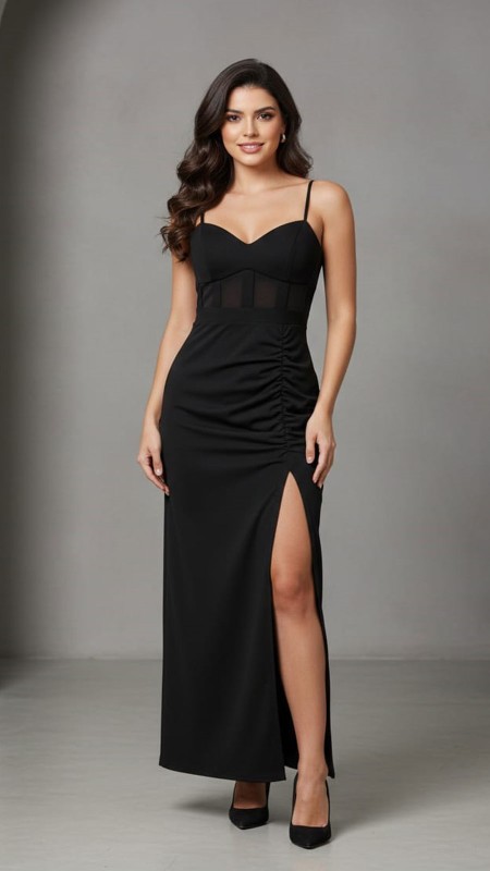 VESTIDO NEGRO ESCOTE CORAZON