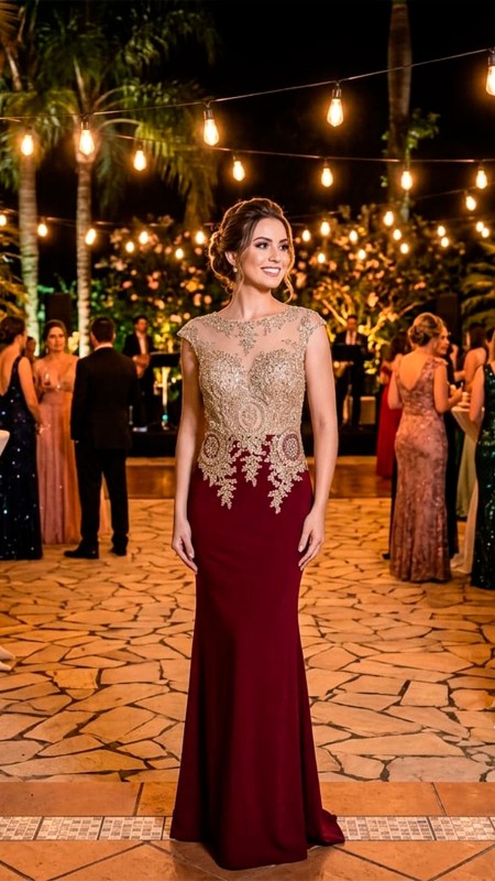VESTIDO GUINDO CON COLA