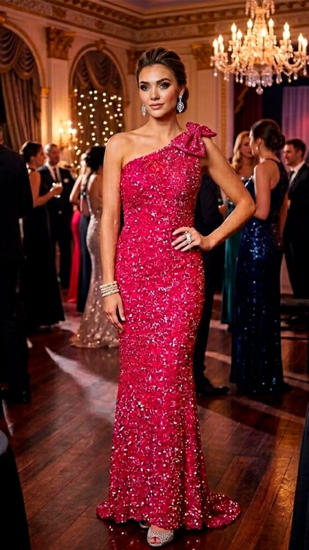 VESTIDO ROSADO AL CUERPO ASIMETRICO