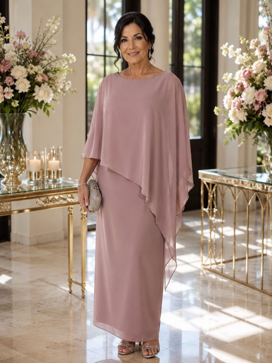 VESTIDO PALO DE ROSA DE GASA LISO