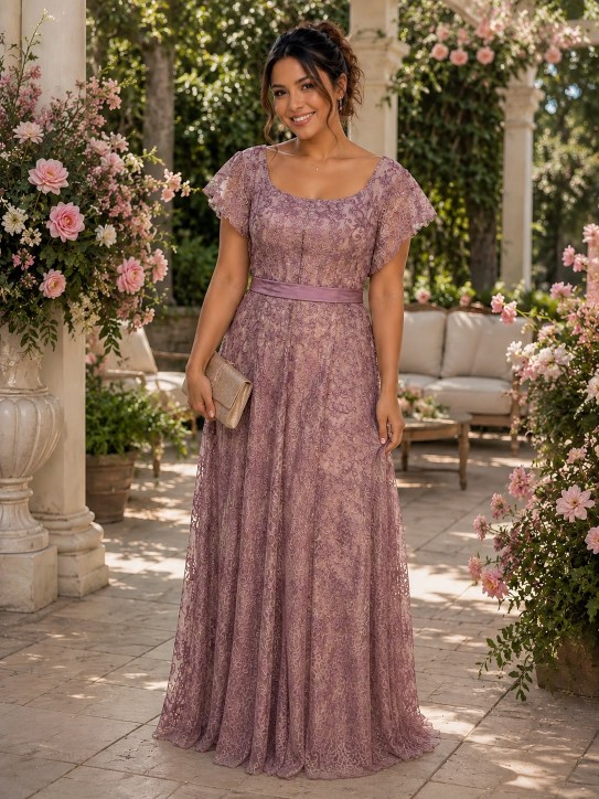 VESTIDO ROSADO CON MANGAS