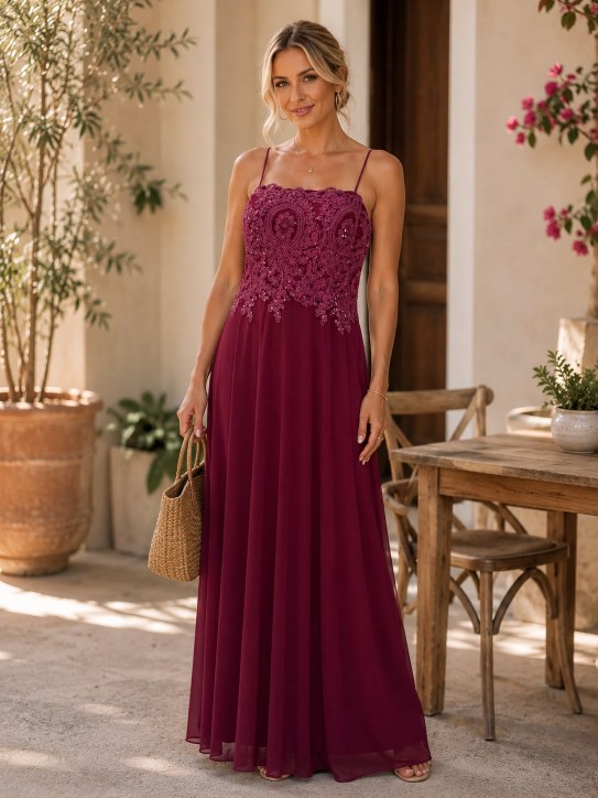 VESTIDO GUINDO DE GASA CON TIROS